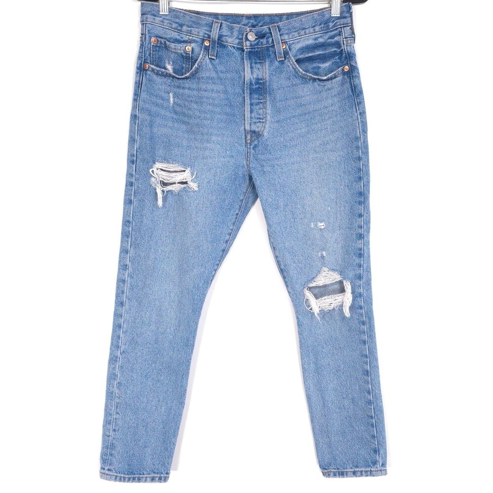 LEVI’S PREMIUM 501 Jeans Skinny 29 Button Fly Distressed Vibe‎ VTG 29502-0034